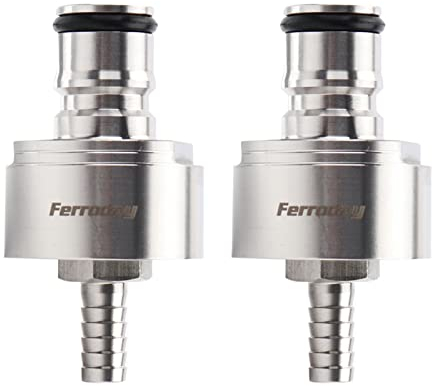 FERRODAY Stainless Steel Carbonation Cap Forced Carbonation PET Bottle Filling 5/16 Barb CO2 Coupling to Carbonate Soda Beer Stainless Steel PET Bottle Carbonation Cap + O-ring + Gasket(2 Pack)