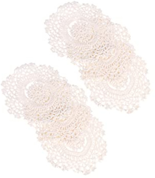 LIFKOME 6piezas Posavasos Redondos De Encaje Tapetes De Ganchillo Vintage Salvamanteles Decorativos para Bebidas Hechos Mano y Lavables para Decorar Mesas y Fiestas