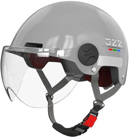 ACMEDE Scooter Helm Skaterhelm Motorradhelm für Herren und Damen E Scooter Helm Mit reflektierendem Streifen Fahrradhelm E-Bike Helm Roller Helm mit HD-Visier Moped Helm Für den Sommer 55-63CM