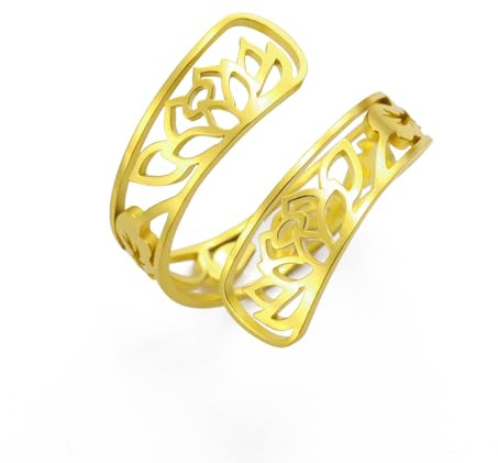 kkjoy Bague de Yoga Fleur de Lotus en Acier Inoxydable Anneau Réglable de Lotus Bague Ouvert au Doigt Bijoux d'inspiration pour Femme Charmantes Dames