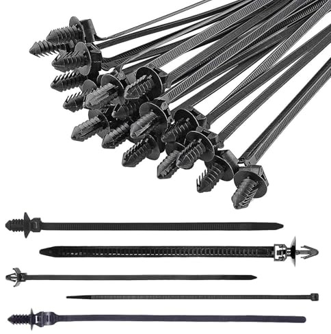 Tuxxjzm Sujetadores de cable de montaje a presión, bridas con cremallera para automóviles - Sujetadores de cables de nailon para soporte de coche, 160 piezas, bridas de cable a presión,Clips de