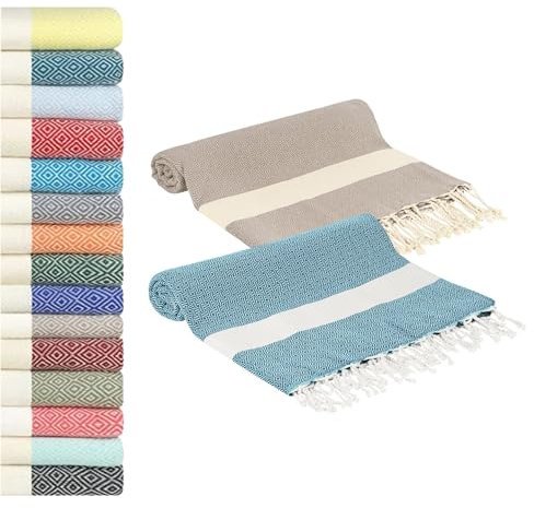 Flora Furora Saunahandtuch Saunatuch 2er Set, Hamamtuch groß 100x200 XXL: lang, platzsparend, leicht | Sauna Handtuch Damen + Herren, Wellness Spa Tuch, Saunakilt Zubehör | Fouta Hamam Badetuch
