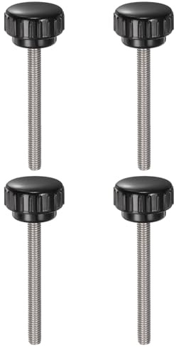 QUARKZMAN 4 stycken räfflade skruvar med gänga M6 x 55 mm x 25 mm rund huvudskruv rostfritt stål 304 runda handtagsbultar klämknappar 25 mm handknappar tumskruvar spännskruv för industri maskin