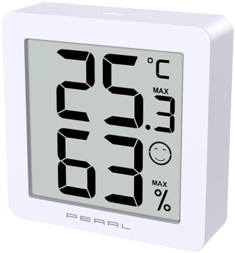 PEARL Hydrometer: Ultrakompaktes Thermo- und Hygrometer, Komfort- und Min./Max.-Anzeige (Digitales Thermometer, Thermometer Hygrometer innen, Kühlschrank)