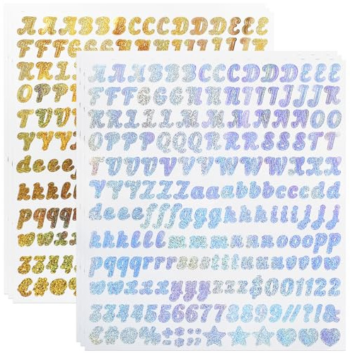 0.5 Inch Small Vinyl Letters Number Sticker, 1200 Pieces Self Adhesive