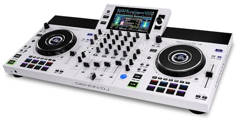 Denon DJ SC LIVE 4 WHITE - Standalone DJ Controller with Stems on 4-Decks, Wi-Fi Streaming, Build-in Speakers, Serato DJ and Virtual DJ Compatible