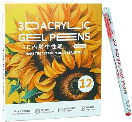 ZHUMCCY Penne Gel Acriliche 3D Per Pittura | Penne Gel Acrilico Per Colorare e Dipingere - Ad Acqua Base per Disegnare su Roccia Tessuto Pietra Carte Tela Album Schizzi Progetti Creativi