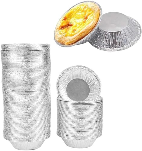 RANYUNSYZ 100 Pcs Silver Mini Pie Tins, Round Tart Pie Foil Pans