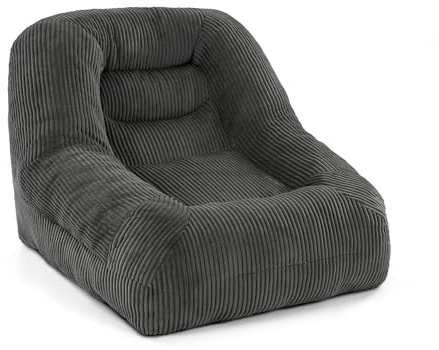 Pamapic Sitzsack, Sitzsack Erwachsene mit Füllung, Bean Bag Chair mit Neigefunktion nach Hinten, Ergonomisches Bean Bag, Indoor Sitzsäcke Stuhl für Wohnzimmer, Schlafzimmer, Spielzimmer, Grau