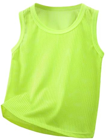 Camiseta sin mangas de verano para niños, camiseta de malla transpirable para niños, cómoda, deportiva, ropa activa para niños pequeños hasta adolescentes, verde, 3-4 años