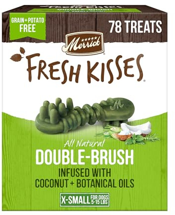 Merrick Fresh Kisses Natural Dental Chews Infused With Coconut And Botanical Oils For Tiny Dogs 5-15 Lbs - 78 ct. Box