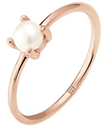 Elli Ring Damen Solitär Schlicht mit Süßwasserperle aus 925 Sterling Silber