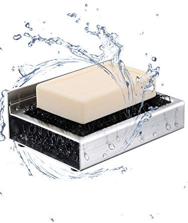 ToHa Seifenschale ohne Bohren, Badezimmer Küche 3M Selbstklebende Seifenschale Edelstahl-Seifenhalter,Extra Aufkleber Kostenlos