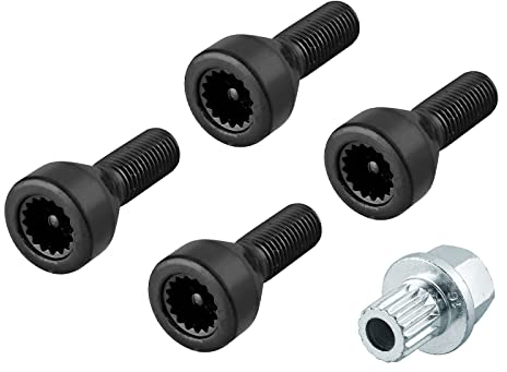 Justech Sicherheits-Radschrauben-Muttern-Set M12 x 1,5, kompatibel mit BMW, 36136786419, 36131180882, 36136764057