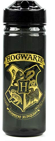 Harry Potter Gold Crest 600ml Kunststoff Schwarz Schule-Wasser-Trinkflasche
