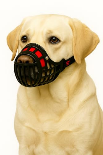 Bozal para Perros L – Bozal de plástico Ajustable y Ligero – Ideal para Evitar Que Coma en la Calle – Flamingo Bozal Silas L
