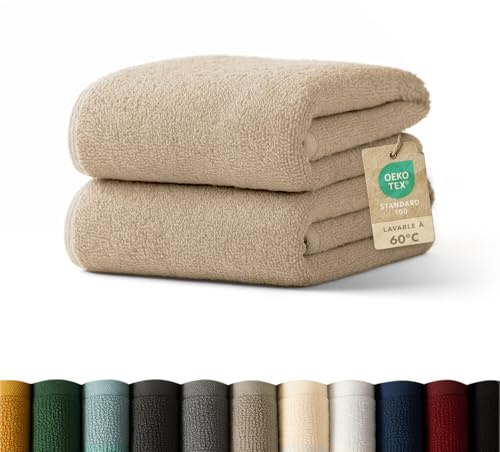 Blumtal - Essuie Main Taupe - Lot De 2 - Serviette Main Coton - Serviette De Toilette 50x100 - Certifié Oeko-TEX®
