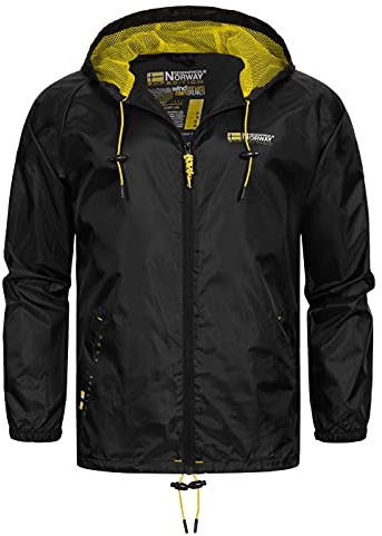 GEO NORWAY BOAT MEN - Giacca Da Uomo - Giacca A Vento Cappotto- Giacca Giubbotto A Maniche Lunghe - Giacca Da Giubbino Campeggio Caccia Pesca Tessuto Confortevole NERO S