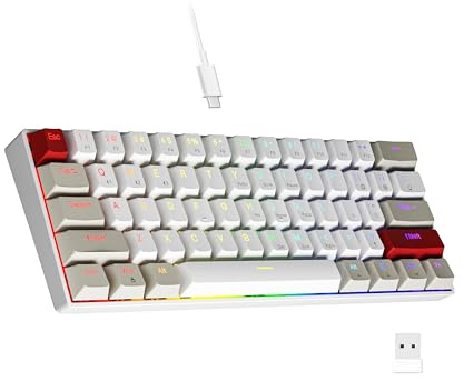 Newmen GM610 Clavier de Jeu mécanique 60% remplaçable à Chaud supplémentaires, rétroéclairé RVB, Touches programmables complètes pour Windows/Mac/Android (Red Switch)