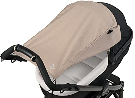 Altabebe (AL7013-22) Universal Sonnensegel mit seitlichen Sonnenschutz UV Schutz 50+ für Kinderwagen Babywanne - reißfester Baby Sonnenschutz zum aufrollen - Farbe: melange beige