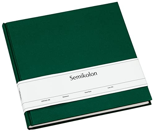 Semikolon 364094 Gästebuch - 25 x 23 cm - mit 180 blanko Seiten zum Selbstgestalten, Lesezeichen - forest grün