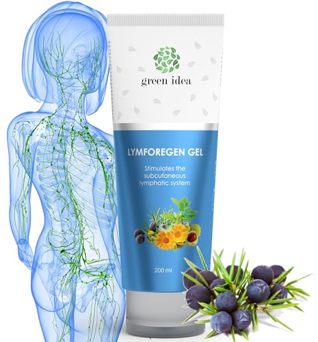 Green idea - Lymforegen Gel - Stimuliert das Lymphsystem mit 15 Kräutern und ätherischen Ölen - effektive Regeneration - unterstützt Lymphdrainage und Entwässerung- aktive Kräuterformel 200 ml