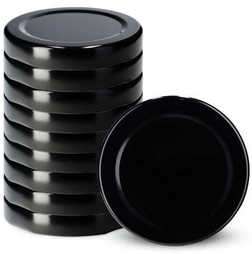 KADAX Set med 10 st TO53 skruvlock för 53 mm burkar, svart, reservlock av twist-off för 115 ml burkar och juiceflaskor, lufttäta och diskmaskinssäkra