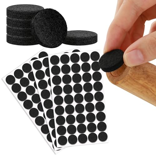 128 Anti Rutsch Pad Selbstklebend, Stück Filzgleiter - Ø 20 mm, 5mm Dick Filzgleiter Selbstklebend für Stühle, Bodengleiter Möbelgleiter für Effektiver Schutz Stuhl, Möbel, Tische (Schwarz, Rund)