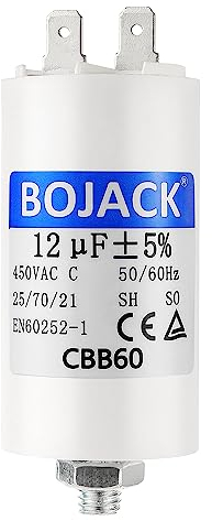 BOJACK CBB60 12uF 450V Condensateur de Démarrage moteur de Moteur pour Pompe de Piscine 12µF 450 Volt 35x68MM Connecteur M8 50/60Hz