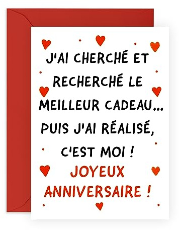 Central 23 Carte d'anniversaire drole pour homme et femme – 'PUIS J'AI RÉALISÉ, C'EST MOI' – Cartes d'anniversaire pour mari – Cadeau humour pour petite amie ou petit ami
