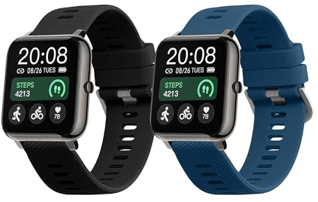 kwmobile 2X Sportarmband kompatibel mit Popglory P66 22mm Armband - Fitnesstracker Band Set aus TPU Silikon