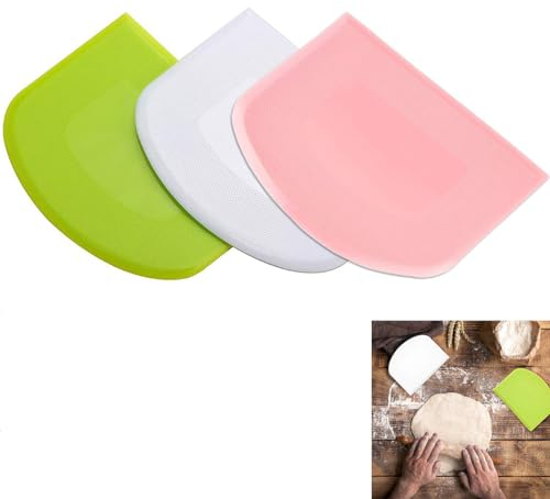 3 Pezzi Tarocco per Impasti, Raschietto Taglia Impasto, Multiuso Utensile da Cucina per tagliare l'impasto, Torta, Pizza,Taglio del Pane,Pasticeria
