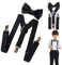 KLLJ Hosenträger Fliegen Set,Kinder Hosenträger Fliege Sets,Y-Form Einstellbar Hosenträger,Verstellbare Fliege und Hosenträger im Set für Jungen und Mädchen