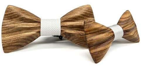 HZQIFEI Juego de Pajaritas Padre-Hijo, 2 Piezas de Pajarita de Madera para Hombre y Niño Ajustable para Noches, Fiestas, Bodas, Ceremonias, Ensemble de 2 pièces