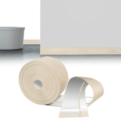 LIHIQIYA Mjuk golvlist självhäftande beige, 12 m2, 50 x 20 mm böjlist av PVC, flexibel böjlist, golvslutremsa för badrum och kök