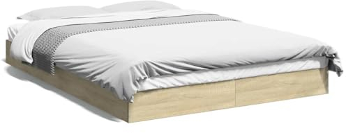 ShGaxin Bettgestell Sonoma-Eiche 140x200 cm Holzwerkstoff, Bett, Bettgestell, Jugendbett, Schlafzimmer Bett, Bed Frame -842023