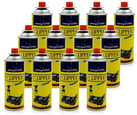 Clipper Cartuchos de Gas Butano 400ml para Hornillos y Quemadores, Compatible con la Mayoría de Hornillos de Camping (2 Cartuchos)