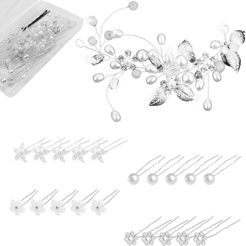 UZSUZZ Accessori Sposa sposo Fermaglio capello Con Fiori Di Cristallo, Ornamenti Nuziali Per Capelli Di Strass Per Donne