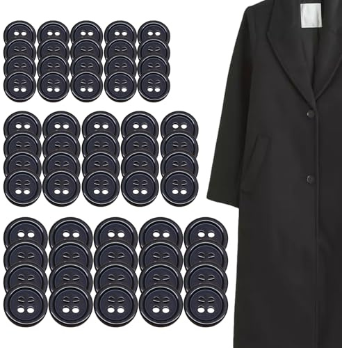 couduan 60pcs Black Resin 10mm, 20mm, 30mm Round Sewing Buttons for Cardigans, Coats, Jackets, Shirts & DIY Decoration