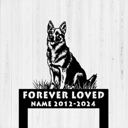 Personalized German Shepherd Grave Marker German Shepherd Dog Smiling 8-24 inch Remembrance Stake German Shepherd Grave Marker, Dog Memorial Gifts, Loss of Pet (Smiling)