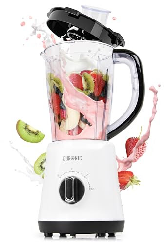 Duronic Jug Blender BL16 BPA Free 1.5L Smoothie Maker for Ice Slushies Protein Shakes Baby Food & Soups 500W Electric Blenders with Removable Blades Soup Makers with Pulse Feature