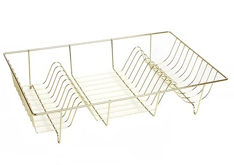 MEHRU Stainless Steel Dish Drainer Rack – Kitchen Dish Drying Rack with 18 Slots Anti-Rust Wire Dish Rack for Kitchen Countertop L48.5 x W30 x H10cm