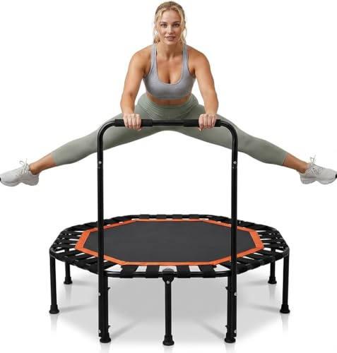 Lunai 42-Inch Octagonal Indoor Rebounder with Handle | Compact Fitness Trampoline for Adults & Kids | Safe, Sturdy Home Cardio Trainer for Exercise & Balance