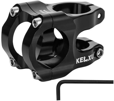 Kelxu 31,8 Potence de vélo, Potence VTT Légère d'aluminium CNC Potence de Guidon 35 mm pour VTT, vélo de Route, DH, Gravel, BMX (Noir)