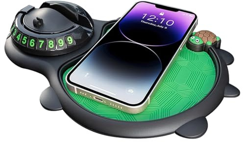 Generisch Carpetas para coche, soporte para smartphone, superficie antideslizante con compartimento para discos de aparcamiento y organizador para llaves de coche, accesorios gadgets
