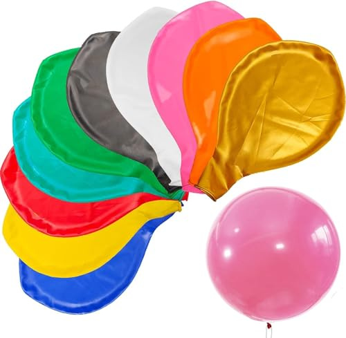 AUNGKWANG 10 st gigantiska uppblåsbara ballonger, latex 36 tum ballong, stor flerfärgad ballong 90 cm, superstor ballong för bröllop, födelsedag, dop, babyshower, barnfest, festival