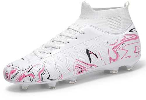 WEJIESS Scarpe da Calcio Uomo Scarpe da Calcio Professionali Scarpe da Calcio per Ragazzi Sneakers da Allenamento Stringate Bianco 10 T 43 EU