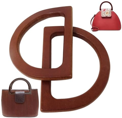 Asas para Bolsos, 2 Pcs Asa de Bolso de Mano Asa de Bolsa de Repuesto en Forma de D, Asas de Madera para Bolso de Mano, Accesorios de Repuest