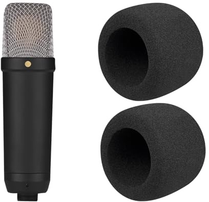 SOULWIT 2 Piezas Espuma Micrófono Filtro Antipop para RØDE (Rode) Serie NT1 (Gen 1/2/3/4/5/Signature)/NT1-A Micrófonos, Protector de Mic Cubierta Parabrisas para Micrófono - Negro