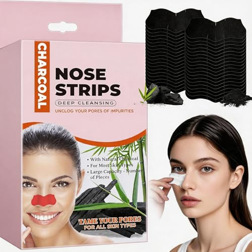 Blackhead Remover Strips,80 Pcs Charcoa Nose Pore Strips,Dark Black | Deep Cleansing Blackhead Face Blackhead Remover,for All Skin Types,Effective for Men and Women